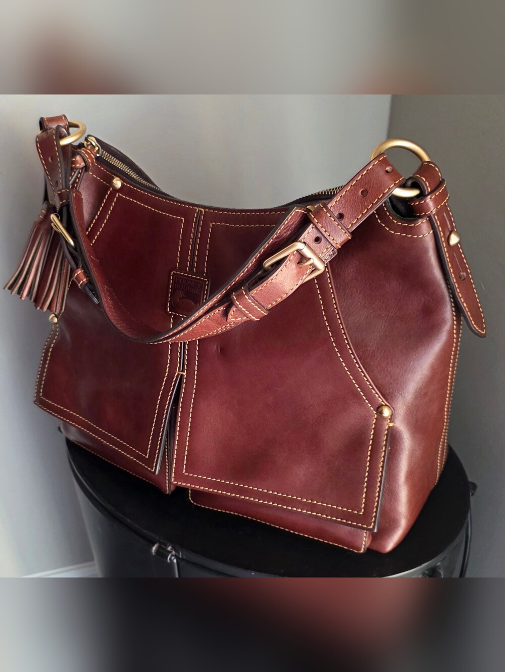Dooney & Bourke Kingston Florentine Leather Hobo Bag EUC - Picture 7 of 16